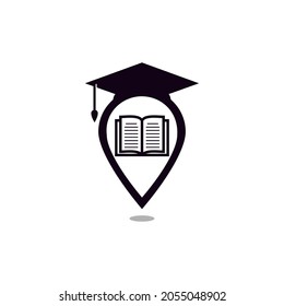 Graduation cap book point education logo. University icon template logo vector design 