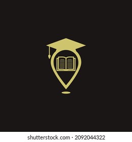 Graduation cap book point education logo. University icon template logo vector design