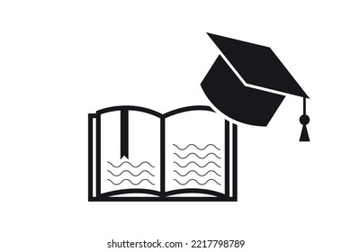 Graduation cap with book vector element