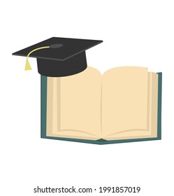 Graduation Cap with Book vector eps10