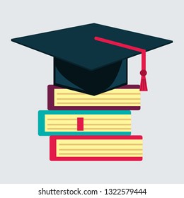 graduation cap with book vector illustration