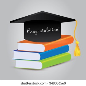 Graduation cap and book. Vector illustration