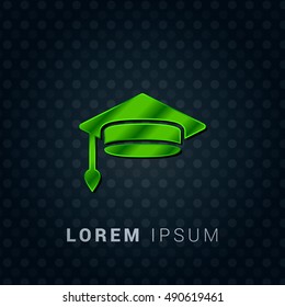 Graduation Cap Bright Green chromium precious metallic 3D Icon / Logo Design