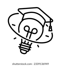 graduation cap and bulb vector design in line style