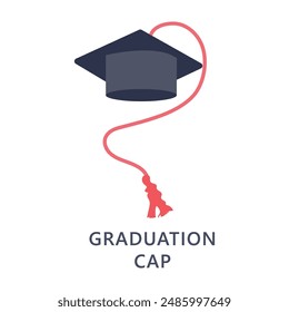 Graduation Cap celebrating study concept flat vector