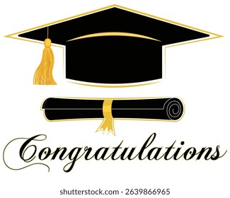 Graduation Cap with Certificate, Hat With Degree Paper