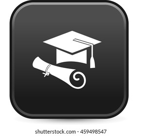 graduation cap and certificate  icon