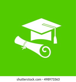 graduation cap and certificate  icon