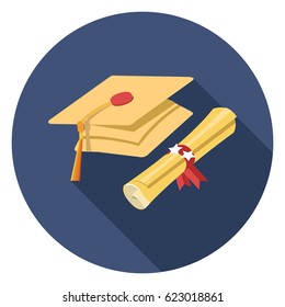 graduation cap and certificate icon