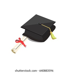 graduation cap and certificate icon