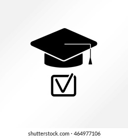 graduation cap  and check mark, vector icon