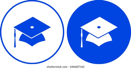 Graduation cap in circle. Vector illustration