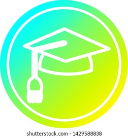 icono circular del tapón de graduación con acabado de gradiente fresco