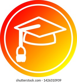 icono circular del tapón de graduación con acabado degradado cálido