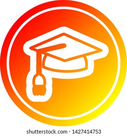 Graduierungskappe kreisförmige Ikone mit warmem Farbverlauf-Finish