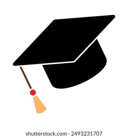 Graduation cap clip art design on plain white transparent isolated background for card, shirt, hoodie, sweatshirt, apparel, tag, mug, icon, poster or badge