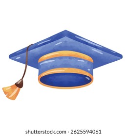 Graduation cap clip art, graduation hat cap vector illustration, clip art graduation cap, hand drawn watercolor painting style, academic cap isolated on white background