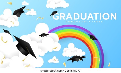 Graduation Graduation Cap Cloud Rainbow Congratulations Stock Vector ...