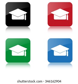 Graduation cap  - color vector icon  with shadow