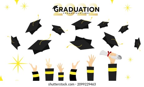 Graduation cap in Congratulations . Template for graduation design isolated on white background ,Vector illustration EPS 10