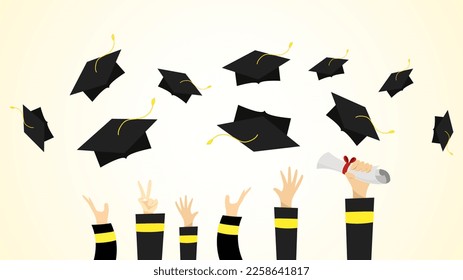 Graduation cap in Congratulations . Template for graduation design isolated on white background ,Vector illustration EPS 10
 