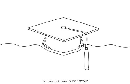 Graduierung Cap kontinuierliche Linie Kunst Zeichnung für akademische Leistung Erfolg und Zukunft