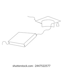 Graduation Cap Continuous one line drawing illustration art vector design