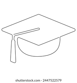 Graduation Cap Continuous one line drawing illustration art vector design