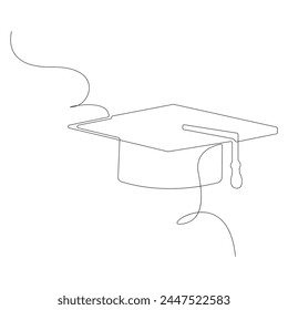 Graduation Cap Continuous one line drawing illustration art vector design