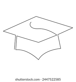 Graduierung Cap Durchgehende eine Linie Zeichnung Illustration Kunst Vektorgrafik Design
