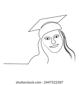 Graduation Cap Continuous one line drawing illustration art vector design