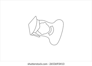 Boné de graduação contínua desenho de uma linha ilustração vetor minimalista
