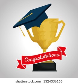graduation cap with cup prize to celebration event