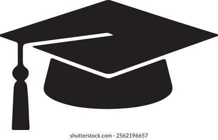 Graduation Cap Design silhouette vector on white background.