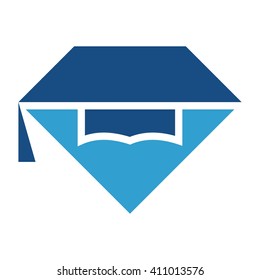 graduation cap and diamond logo vector.