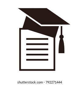 Graduation Cap and Diplom isolated on a white background