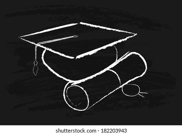 Graduation cap and diploma