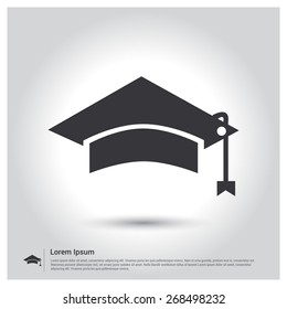 graduation cap and diploma black pictogram web icon. vector illustration