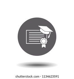 graduation cap and diploma black web icon. vector illustration