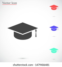Graduation cap and diploma black web vector icon.Graduation Vector concept illustration for design.Graduation Casual formal and professional vector icon illustration. Graduation flat design vector