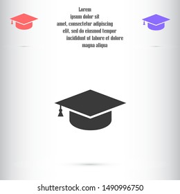 Graduation cap and diploma black web vector icon.Graduation Vector concept illustration for design.Graduation Casual formal and professional vector icon illustration. Graduation flat design vector