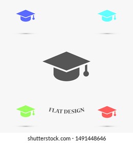 Graduation cap and diploma black web vector icon.Graduation Vector concept illustration for design.Graduation Casual formal and professional vector icon illustration. Graduation flat design vector