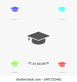 Graduation cap and diploma black web vector icon.Graduation Vector concept illustration for design.Graduation Casual formal and professional vector icon illustration. Graduation flat design vector