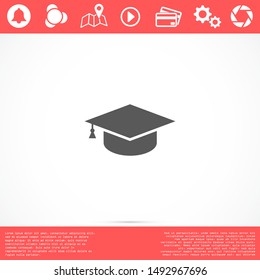 Graduation cap and diploma black web vector icon.Graduation Vector concept illustration for design. 