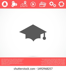 Graduation cap and diploma black web vector icon.Graduation Vector concept illustration for design. 