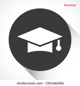 Graduation cap and diploma black web vector icon.Graduation Vector concept illustration for design.Graduation Casual formal and professional vector icon illustration.  