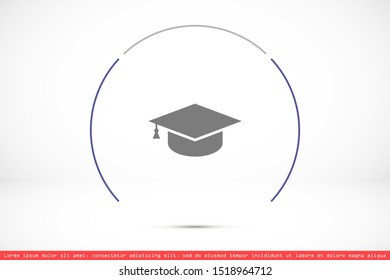 Graduation cap and diploma black web vector icon.
