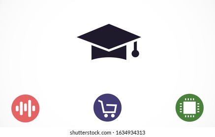 Graduation cap and diploma black web vector icon.Graduation Vector concept illustration for design.Graduation Casual formal and professional vector icon illustration.