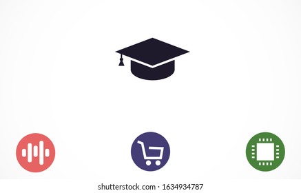 Graduation cap and diploma black web vector icon.Graduation Vector concept illustration for design.Graduation Casual formal and professional vector icon illustration.
