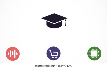 Graduation cap and diploma black web vector icon.Graduation Vector concept illustration for design.Graduation Casual formal and professional vector icon illustration.